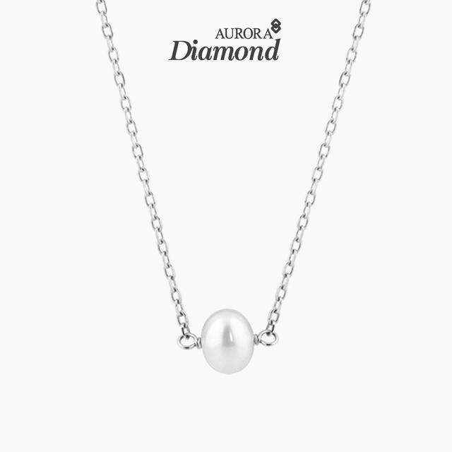 Aurora Diamond สร้อยคอมุกแท้ Stunning Pearl ตัวเรือนเงินแท้ 92.5%