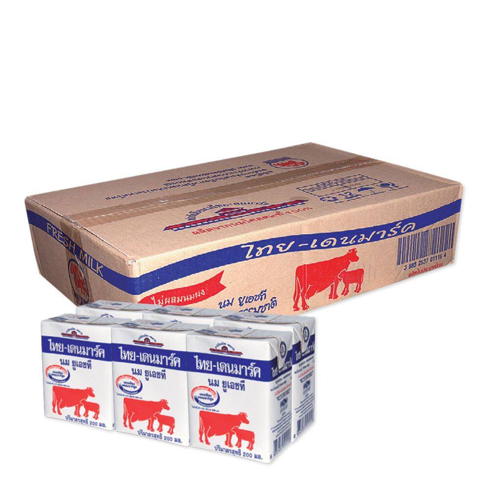 ไทย-เดนมาร์ค นมยูเอชที รสจืด 200 มล. x 36 กล่อง/Thai-Danish UHT milk plain flavor 200ml x 36 boxes