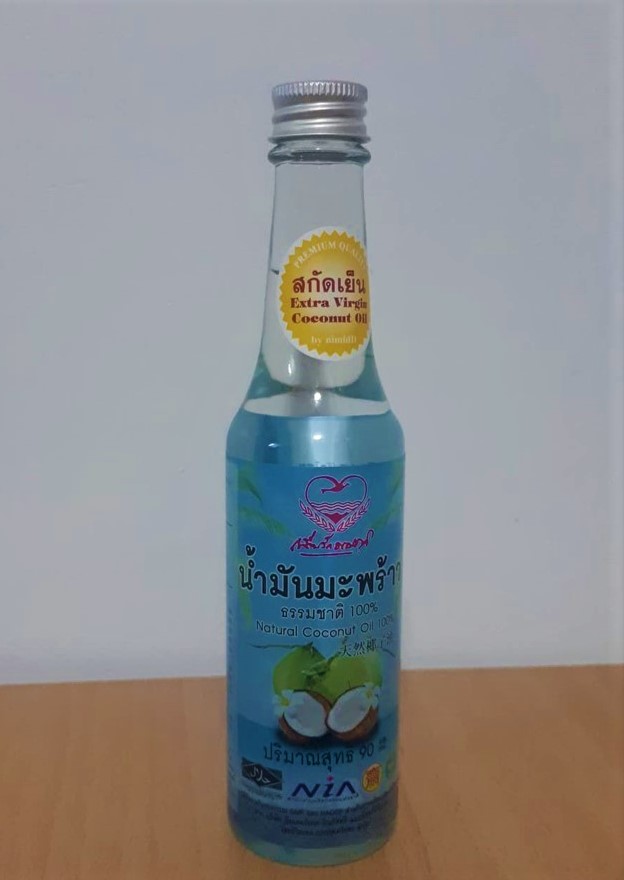 น้ำมันมะพร้าวสกัดเย็น ธรรมชาติ Extra Virgin Coconut Oil 100% ขนาด 90 มล. สำหรับรับประทาน