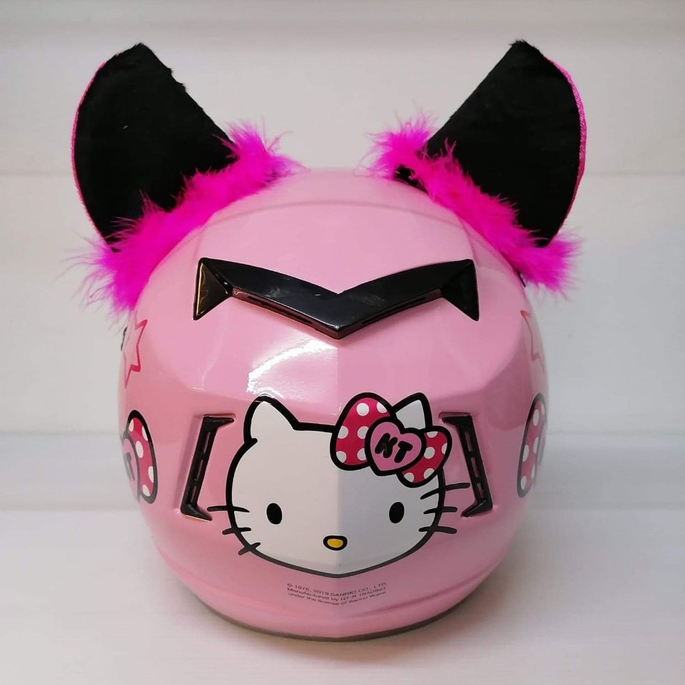 หมวกกัน​น็อคคิตตี้ผู้ใหญ่ พร้อมหูแมว Hello​ ​Kitty​ Pink​ by JTM RIDERS