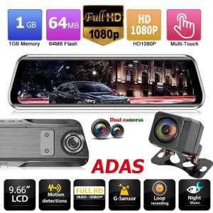 ANYTEK กล้องติดรถยนต์ รุ่น T900+ จอ 9.66นิ้ว IPS ความละเอียด HD1080P ทั้งกล้องหน้าและกล้องหลัง หน้าจอทัชสกรีน ADAS WDR Dash Cam Driving Recorder