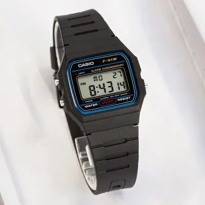 Casio Digital wristwatch, resin strap, model F-91W, genuine, insurance center, men's watch, Casio wristwatch, waterproof watch, CASIO watch, casual watch, Nafica, men's wrist