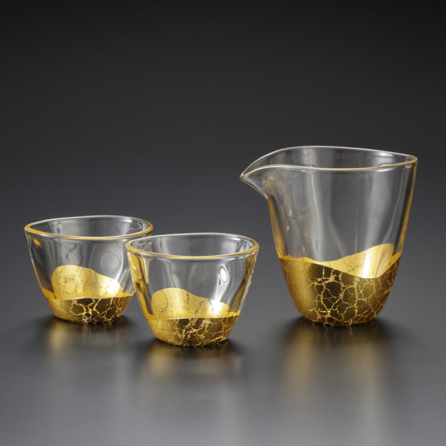 HAKUICHI Kannyuu Sake cup Set ชุดถ้วยสาเก ประดับตกแต่งด้วยแผ่นทองคำแท้