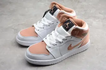 white and rose gold jordans