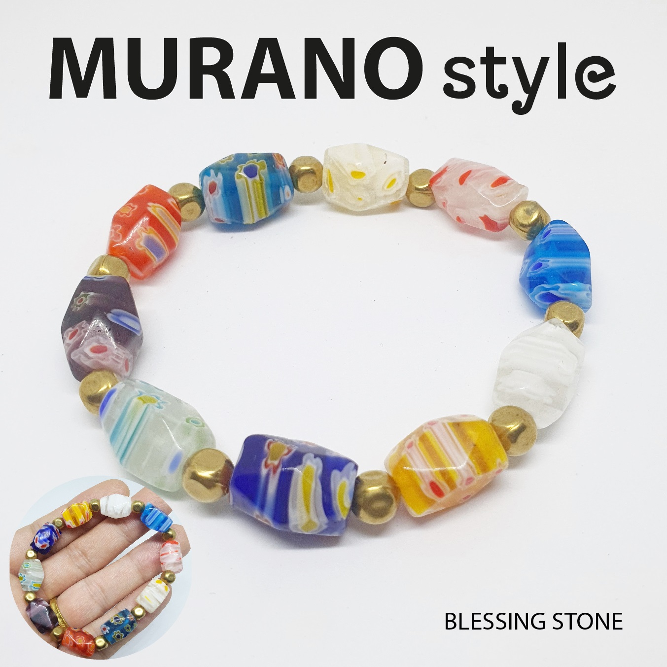 งานมูราโน่ งานสไตล์เวนิส อิตาลี Venice Venezia ITALY ร้อยสลับขั่นทองเหลืองสไตล์เก๋ๆไม่เหมือนใคร Murano Beads พร้อมส่ง