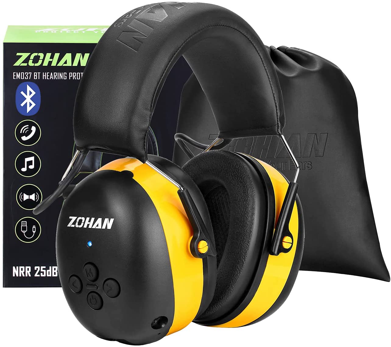 ZOHAN Hearing Protection Bluetooth headphone Earmuffs 5.0 Headphones Safety  Noise Reduction 25dB NRR Protector for Mowing Music