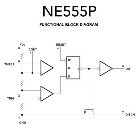 TI NE555P ไอซี ไทม์เมอร์ จับเวลา ความเทียงตรงสูง แพ๊ค 10ตัว (Texas Instruments NE555 IC Timer)