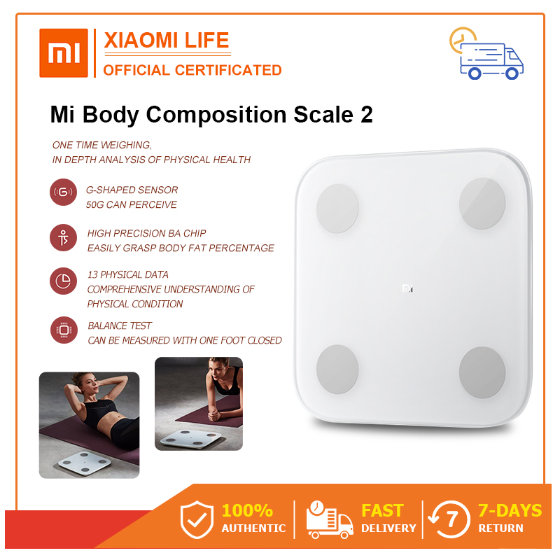 [ รับประกัน 1 ปี ] Xiaomi Mi Body Composition Scale 2 เครื่องชั่งน้ำหนัก body fat scale Smart Fat /BMI Measure ที่ชั่ง ตาชั่ง เครื่องชั่ง xiaomi เชื่อมโยงไปยัง MIfit APP สี CN สี CN