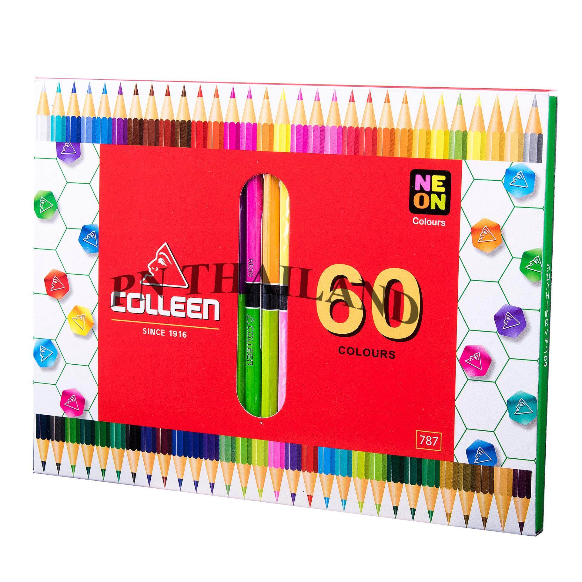 Colleen ดินสอสีไม้ คอลลีน 2 หัว 30แท่ง 60 สี รุ่น787 สีธรรมดา+นีออน