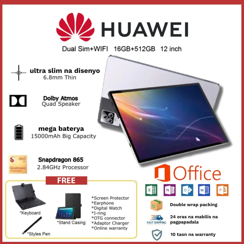 ภาพหน้าปกสินค้า2023 BAGO  5G HUAWEI Tablet PC 12.1 Inch Android 12.0  Dual SIM 4G LTE WiFi จากร้าน Accessories_Global บน Lazada