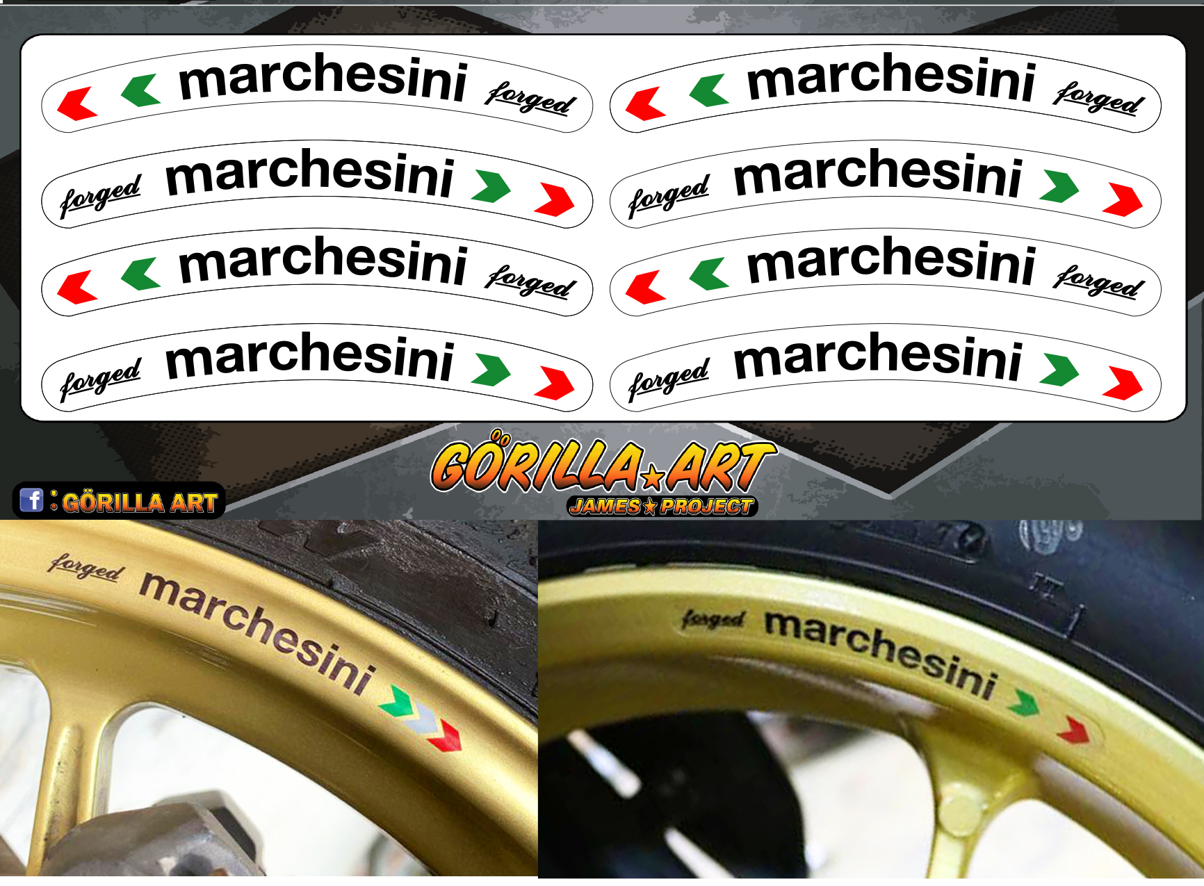 สติ๊กเกอร์ติดวงล้อ ติดขอบล้อ Marchesini V1 Sticker เกรดพรีเมี่ยม