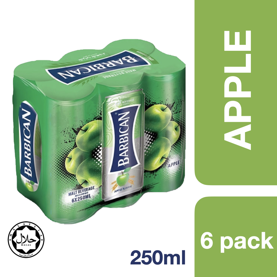 Barbican Malt Beverage Apple Flavour 250ml x 6 ++ บาร์บิคาน เครื่องดื่มมอลต์สกัด รสแอปเปิ้ล ขนาด 250ml x 6