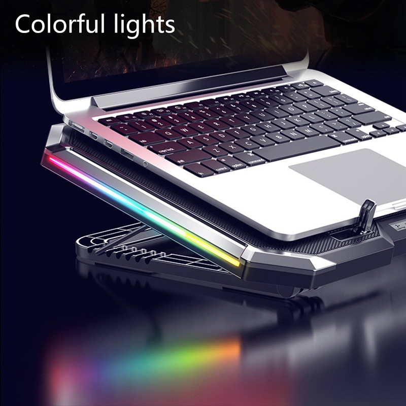 Notebook Radiator 6 Fans LED Screen Two USB Ports RGB Lighting Effect for 12-17 Inch Laptop Cooling Pad Laptop Stand