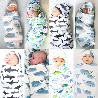 2pcs Toddler Baby Girls Boys Blanket Warm Swaddling Sleeping Bag Hat Outfit 0 12M