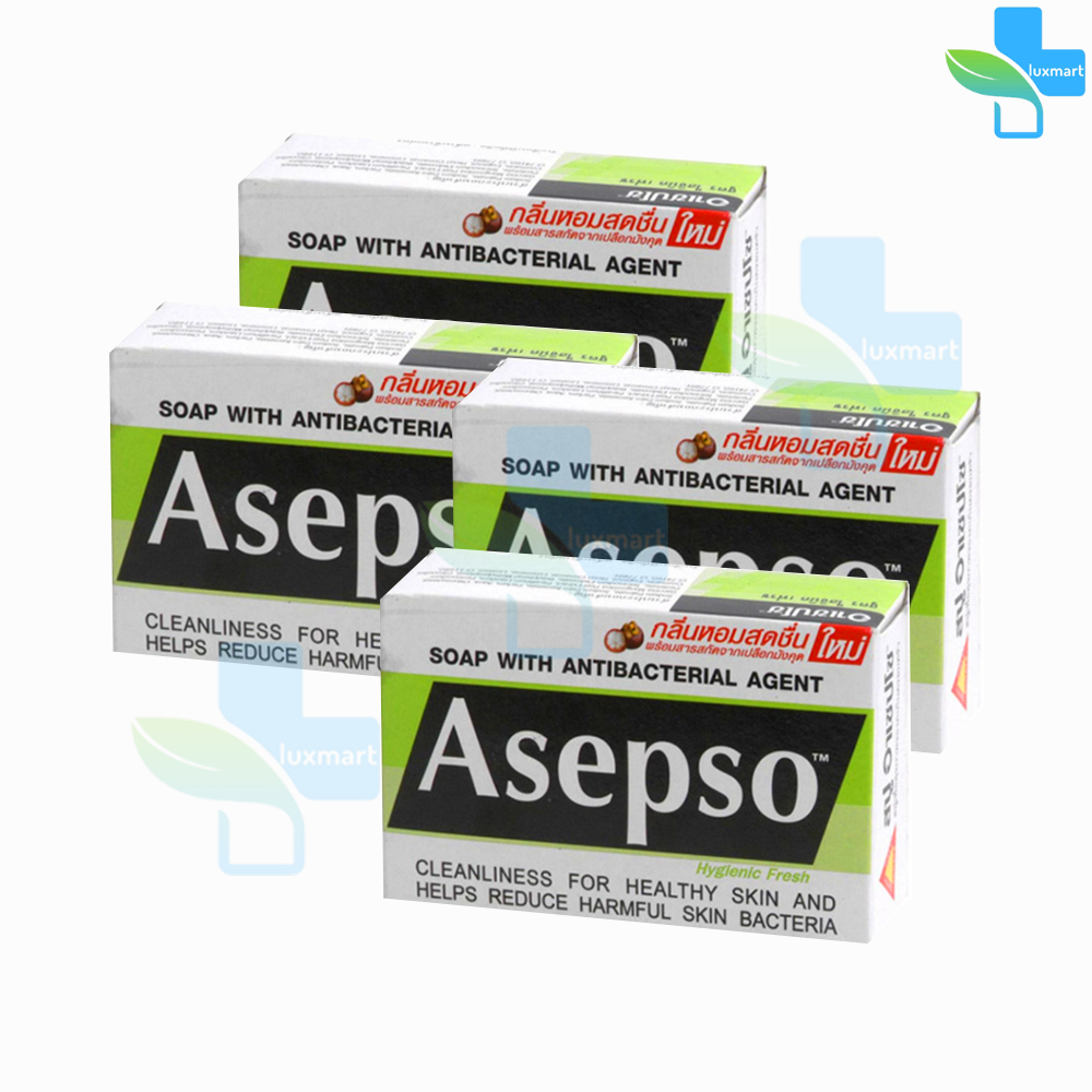 Asepso Hyginic Fresh Soap อาเซปโซ สูตรไฮจินิคเฟรช ขนาด ( 80 กรัม ) [ 4 ก้อน ] สีเขียว