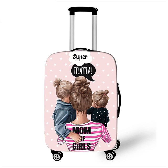OCTTO[Super Mom]ผ้าคลุมกระเป๋าเดินทาง ผ้ายืดคลุมกระเป๋าเดินทาง ผ้าสเปนเด็ก ผ้าคลุมกระเป๋าเดินทางล้อลาก Luggage Cover