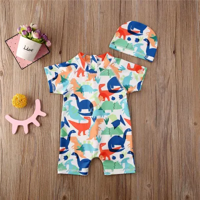 Cherful655 Toddler Boys Baby Kids Swimsuit Sun Protective Safe Swimming Costume UV Hat