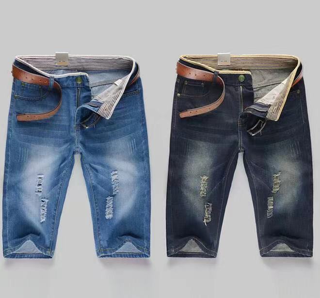 YS clothes | Jeans shorts for men Denim slim fit ยีนส์ขาสั้น ผ้ายืดฟอกนิ่ม สีมิดไนด์-สนิมน้ำตาล มีริม 2 สี สีน้ำเงิน สีดำ