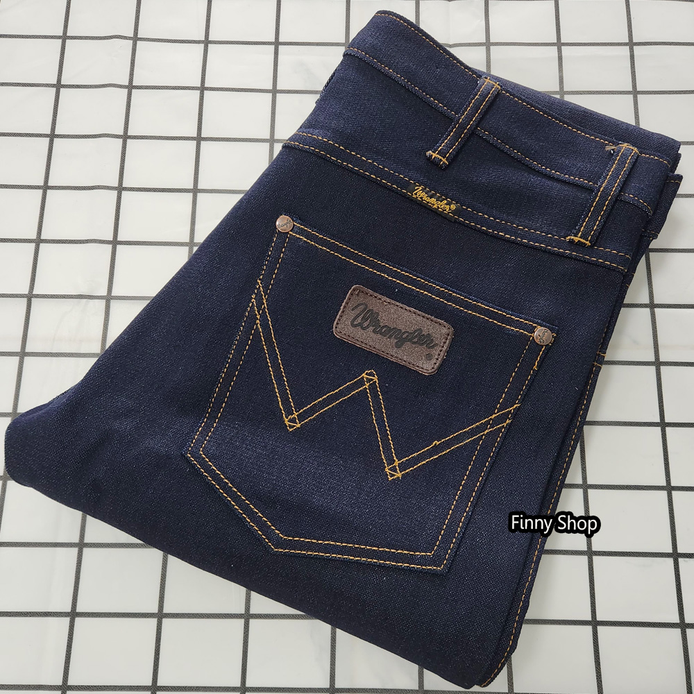 กางเกงยีนส์ทรงกระบอก แรงเลอร์ Jeans ผ้าดิบหนังไก่ สียีนส์เข้ม