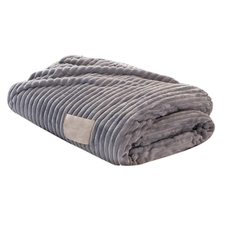 Throw Blanket Flannel Blanket Solid Color Soft Warm Square Thickness Blankets for Beds-Grey