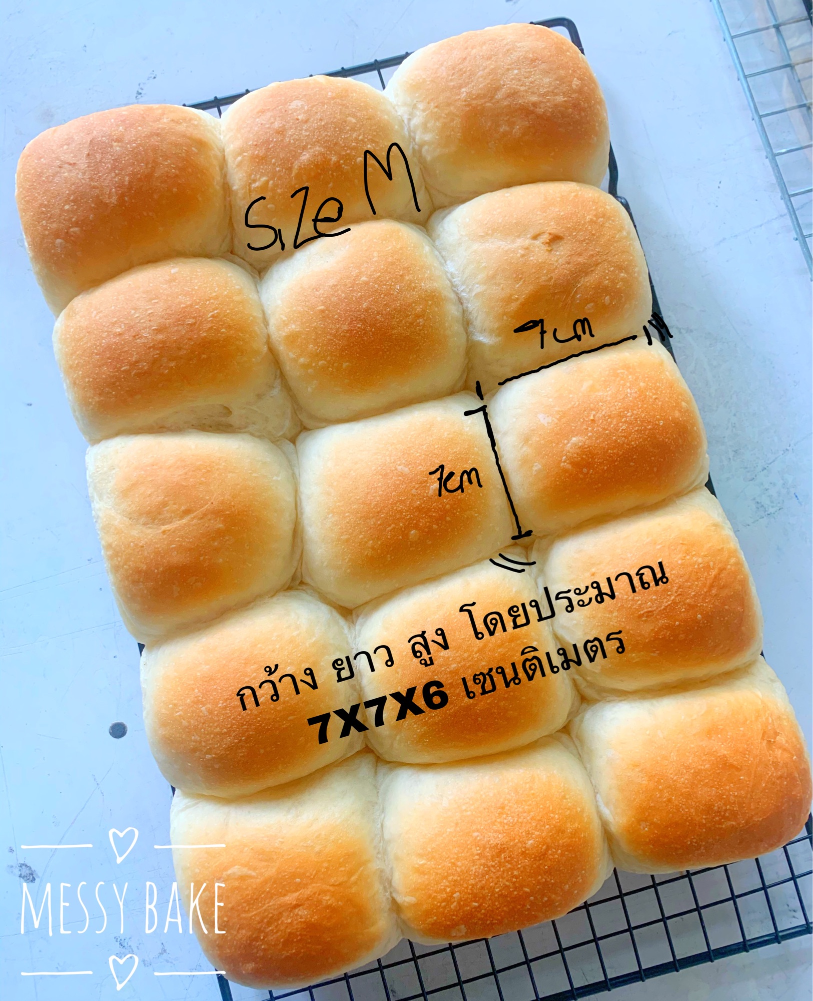 ขนมปังแพสูตนมสดนุ่มสดๆ ไซส์ M แพละ 15 ลูก