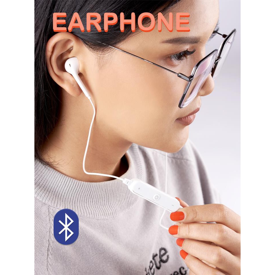 หูฟังบลูธูท พร้อมไมโครโฟนในตัว หูฟังไร้สาย หูฟังบลูทูธแบบพกพา Bluetooth Earphone