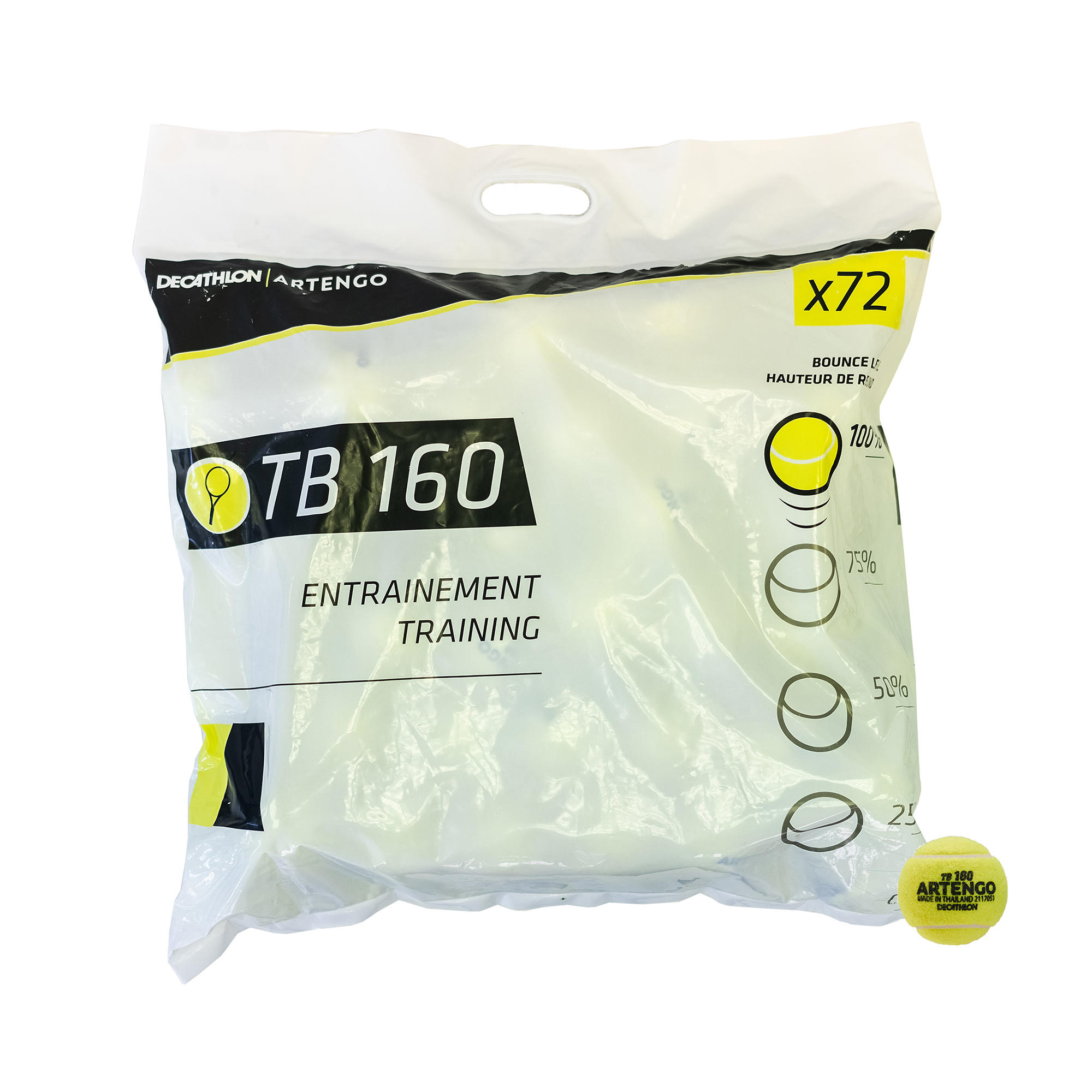 [ส่งฟรี ] ลูกเทนนิสรุ่น TB160 (แพ็ค 72 ลูก) (สีเหลือง) Tennis Ball TB160 72-Pack - Yellow Sport tennis Tennis Ball  อุปกรณ์เทนนิสแท้ คุณภาพสูง โปรโมชั่นสุดคุ้ม