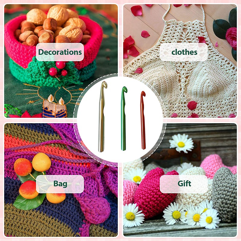 Huge Aluminum Crochet Hook Set,10/12/15mm Large Size Yarn Crochet Hooks