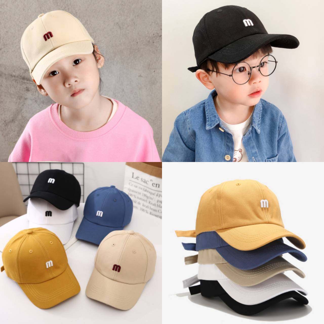 ☆พร้อมส่ง☆หมวก หมวกเด็ก 8เดือน-5ปี รอบหัว:51-53 cm.หมวกเด็กโต หมวกเด็กชาย หมวกเด็กหญิง หมวกเบสบอล หมวกแก๊ปปีกแข็ง หมวกแฟชั่น ปักอักษร 
