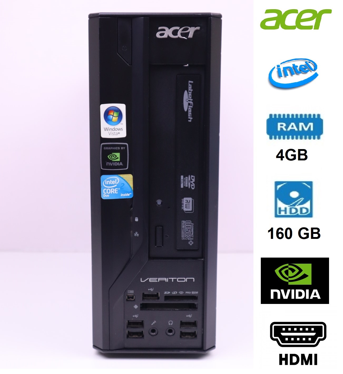 Acer Veriton X270 Intel CPU -RAM 4GB -HDD 160GB  -HDMI PORT -Chipset Type: NVIDIA GeForce