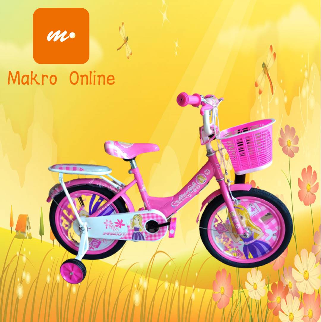 Makro online จักรยานเด็ก 12-16 นิ้ว จักรยานเด็ก 2-7 ขวบ แข็งแรง สีสวย มีตะกร้า MA003 12/16