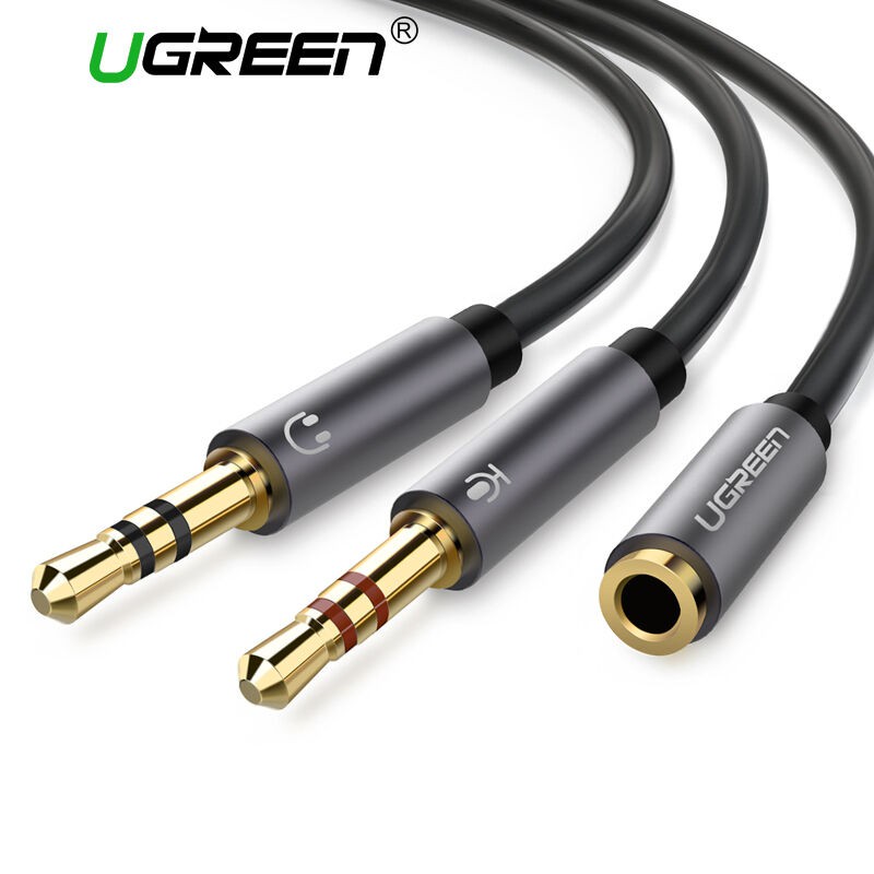 Ugreen Headphone Splitter 3.5mm Female to 2 Dual 3.5mm Male Headphone Mic Audio Y Splitter Cable