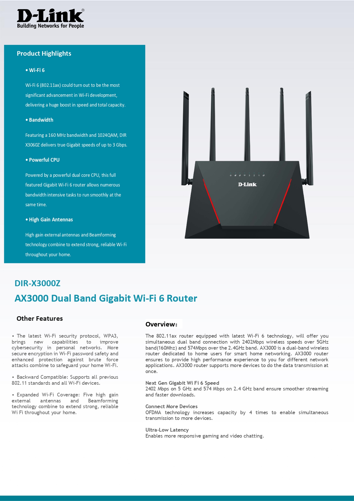 D link (DIR-X3000Z) AX3000 Mesh Gigabit Wireless Router By Vnix Group ...