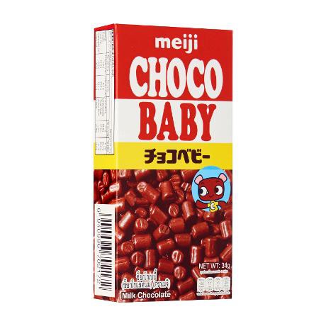 Meiji เมจิ ช็อกโกแลตนม ช็อคโกเบบี้ 34กรัม Meiji Choco เมจิ ช็อกโกแลต รสชาติต่างๆ ช็อกโกแลตนม ช็อคโกเบบี้ ช็อกโกแลตกล้วยหอม สตรอเบอร์รี่ กรีนเกรป อพอลโล ช็อกโกแลต