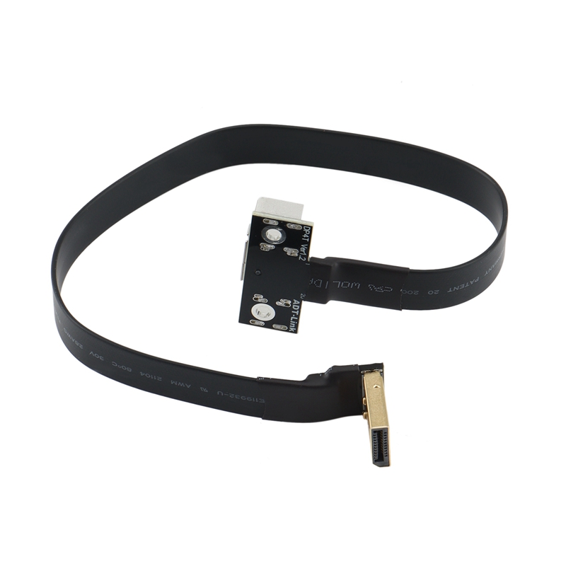 DisplayPort Extension Cable Male-Female Angled Adapter Flat EMI Shielding FPC Cable with Mounting Bracket (P3-P4T)