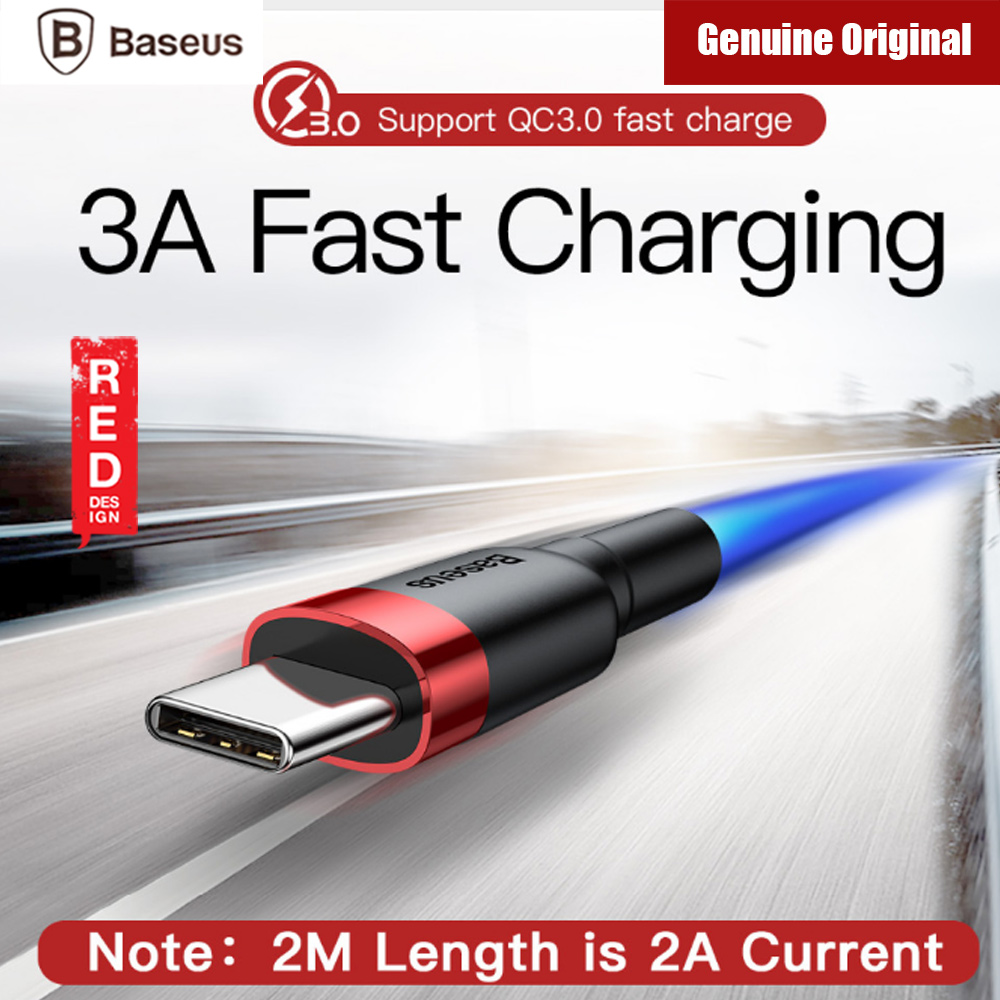 สายชาร์จเร็ว Baseus Cafule 3A Type C/MicroUSB/Lightning usb data สำหรับ Android ยาว 0.5/1/2 เมตร แท้ 100% สีแดง/ดำ/เทา (2M / 2A)