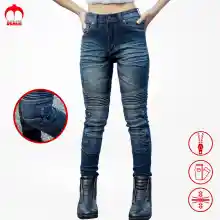 รูปภาพขนาดย่อของMotorcycle denim for woman CE Level 2 protector Asian fitting Hi-end denim fabric Zip lockลองเช็คราคา