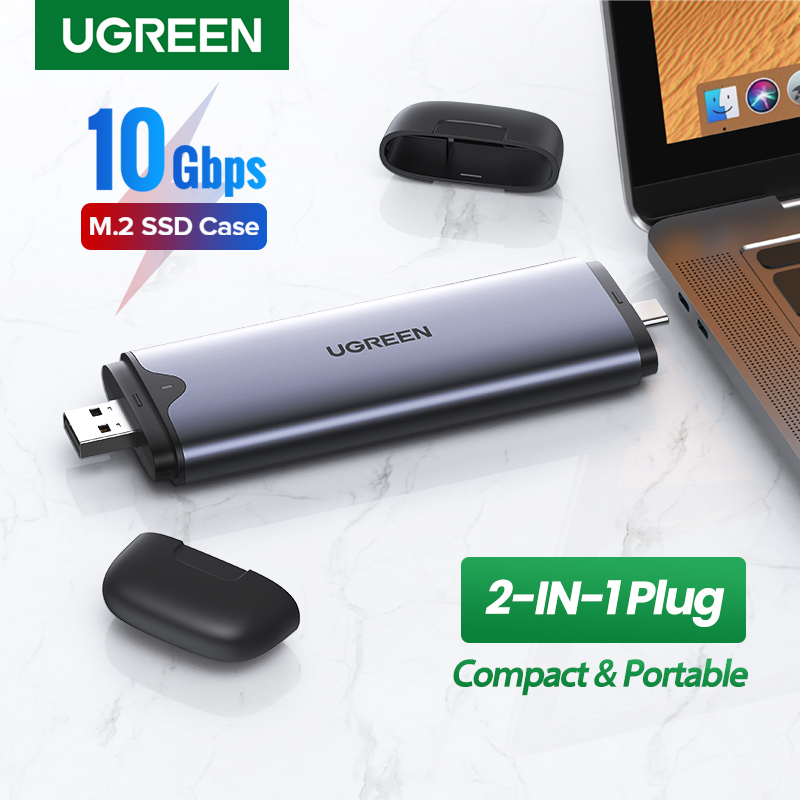 UGREEN SSD Case 10Gbps M.2 NVMe SATA To USB C 3.1 Gen 2 USB 3.0 2-in-1 Adapter For M-Key PCIe B-Key NGFF M2 SSD Hard Drive Case