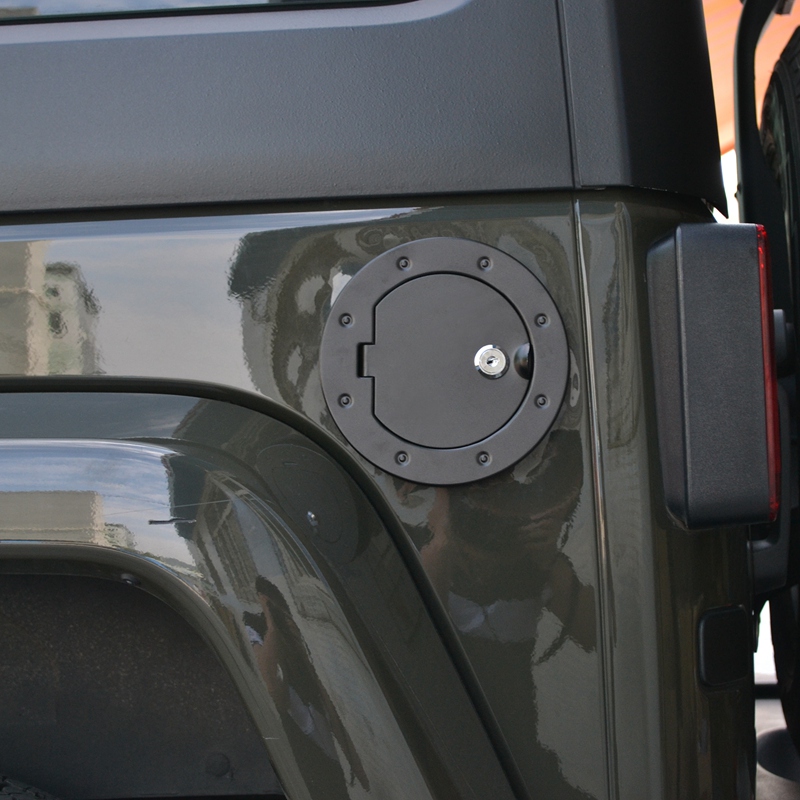 Plastic Rear Locking Fuel Door Black Gas Tank Cap Cover & Key for Jeep Wrangler JL 2018 2019 2020