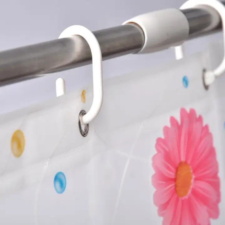 Toilet Partition Door Curtain Set Free Punched Retractable Shower