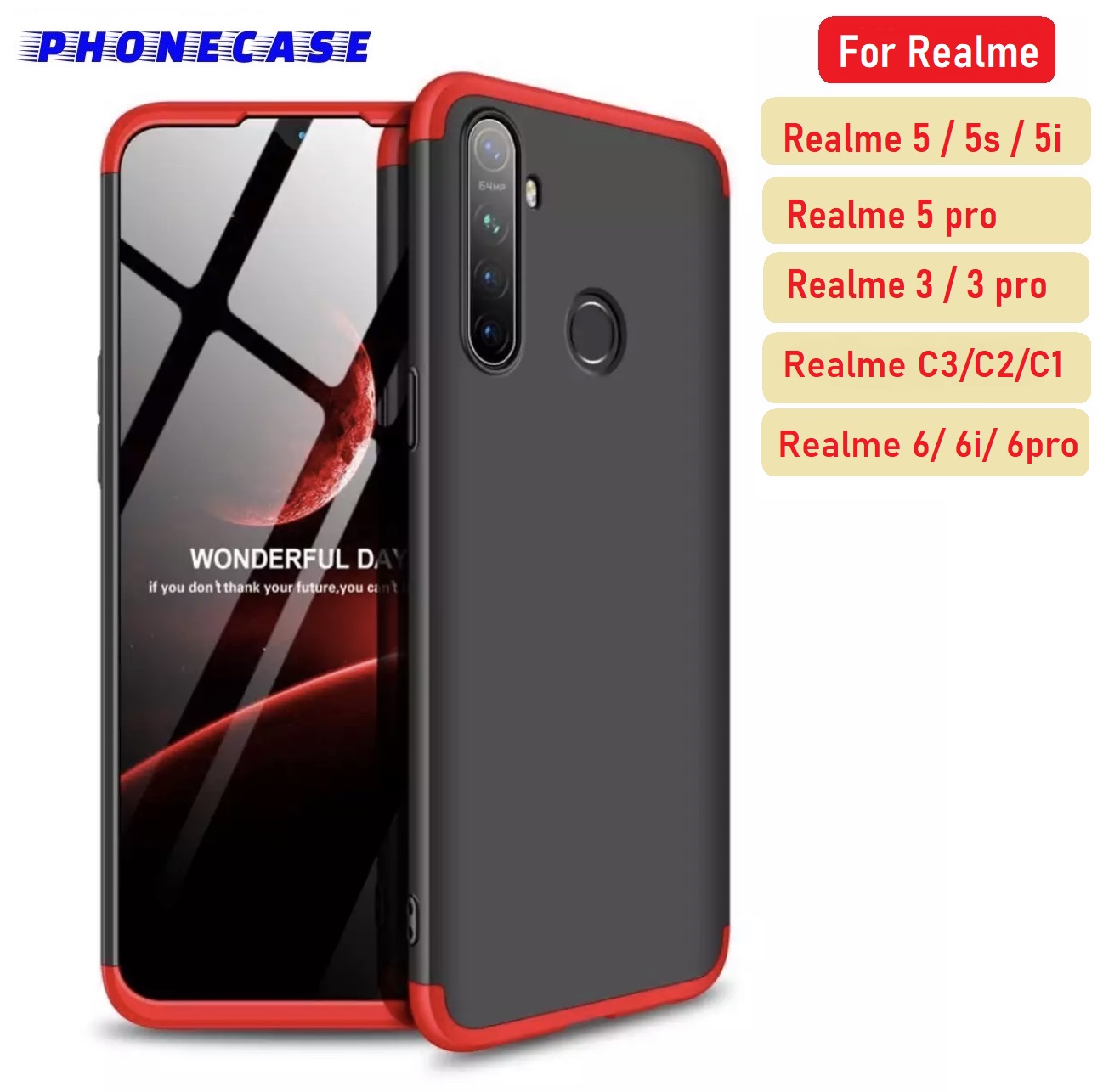 ❌รับประกันสินค้า❌ GKK Case Realme 6i Realme 6pro Realme 3pro Realme 5 Realme 5s Realme 5i Realme 5pro เคส GKK ของแท้ 100% Three-paragraph 360 Degree เคสประกบ เคสหัวท้าย เคส360 เคสกันกระแทก เคสมือถือ เคสpc เคสพีซี PC Protective Case Back Cover สินค้าใหม่ สี ดำขอบแดง สี ดำขอบแดงรูปแบบรุ่นที่ีรองรับ Realme 6pro
