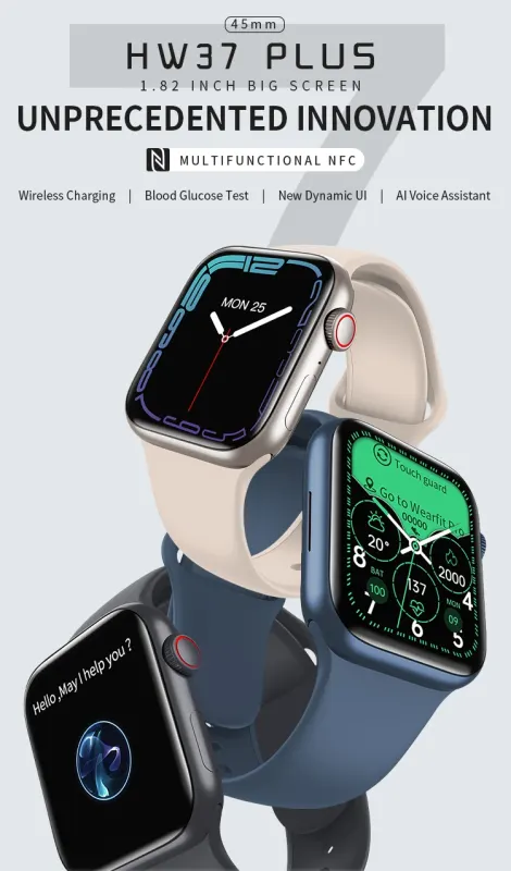 ภาพสินค้าhw37 plus smartwatch จอ 44mm อัพรูปได้ หน้าจอ44mm เมนูไทย แจ้งเตือนไทย รองรับ IOS,Android จากร้าน helloqq.shop บน Lazada ภาพที่ 6