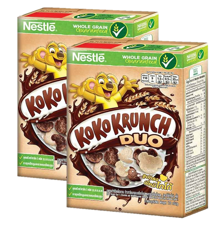 Nestle Koko Krunch Cereal Duo Choco เนสท์เล่ โกโก้ครั้นซ์ อาหารเช้า ดูโอ้ ช็อคโก้ 170g. x 2กล่อง