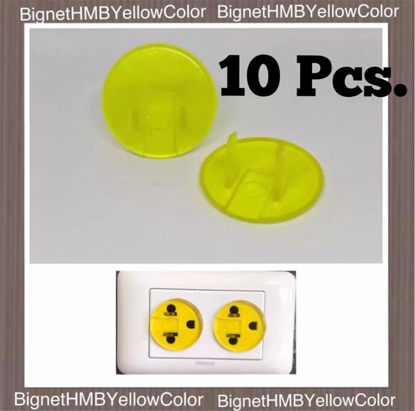 H.M.B. Plug 10 Pcs. ที่อุดรูปลั๊กไฟ Handmade®️ Yellow Color ฝาครอบรูปลั๊กไฟ รุ่น -สีเหลืองใส- 10,20,3040,50 Pcs.  !! Outlet Plug !!  สีวัสดุ สีเหลือง Yellow color  10 ชิ้น ( 10 Pcs. )