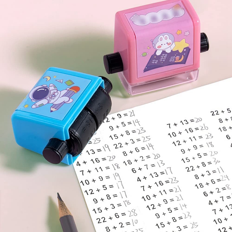 Math Roller Stamp Teacher Stamps 4PCS Roller Digital Teaching Stamp(Addition, Subtraction, Multiplication and Division)