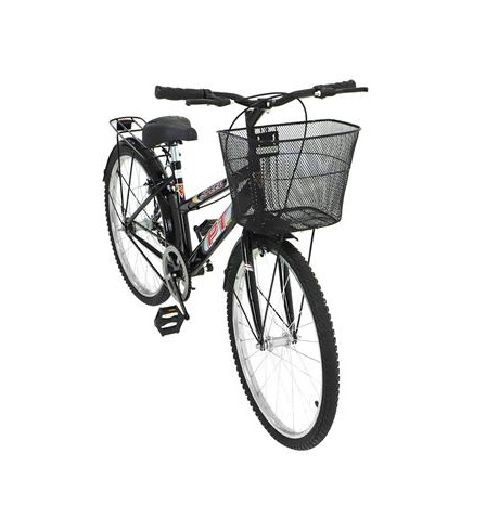 Road / City Bike with Basket and Rack, 24 inch. Max load 80kg - Black