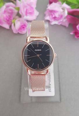 นาฬิกาCasio รุ่น LTP-E412MPG-1A นาฬิกาผู้หญิงสายสแตนเลส สีโรสโกลด์ หน้าปัดดำ - สินค้าใหม่ ของแท้ 100% รับประกันสินค้า 1ปีเต็ม