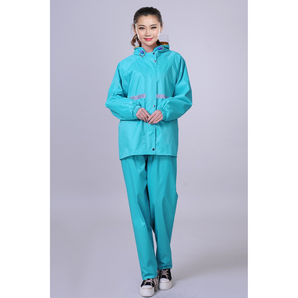 New Alitech ชุดกันฝน เสื้อกันฝน สีกรมท่า มีแถบสะท้อนแสง รุ่น หมวกติด