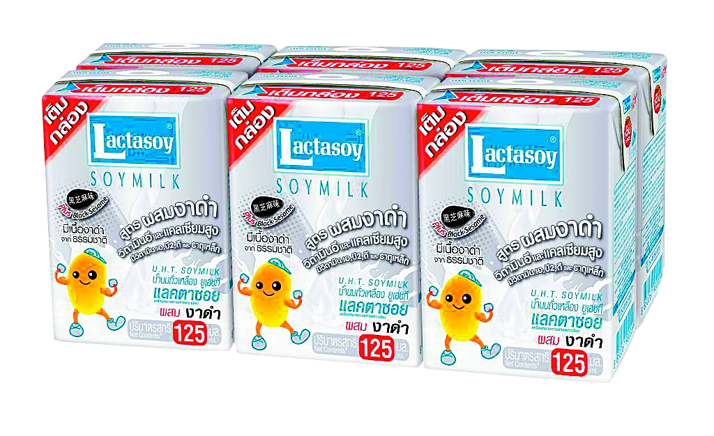 นมถั่วเหลือง UHT แลคตาซอย (Lactasoy) สูตรผสมงาดำ แพ็ค 12 กล่อง