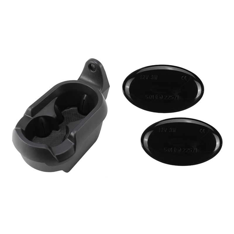 2 Pcs Led Car Side Marker Light Turn Signal Light & 1 Pcs Car Cup Holder Abs Double Cup Storage Organizer